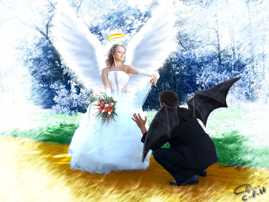 Покровитель для ангела читать невеста. Свадьба ангела и демона. Свадьба ангелов. Свадьба в стиле ангелов. Ангел и демон свадьба.